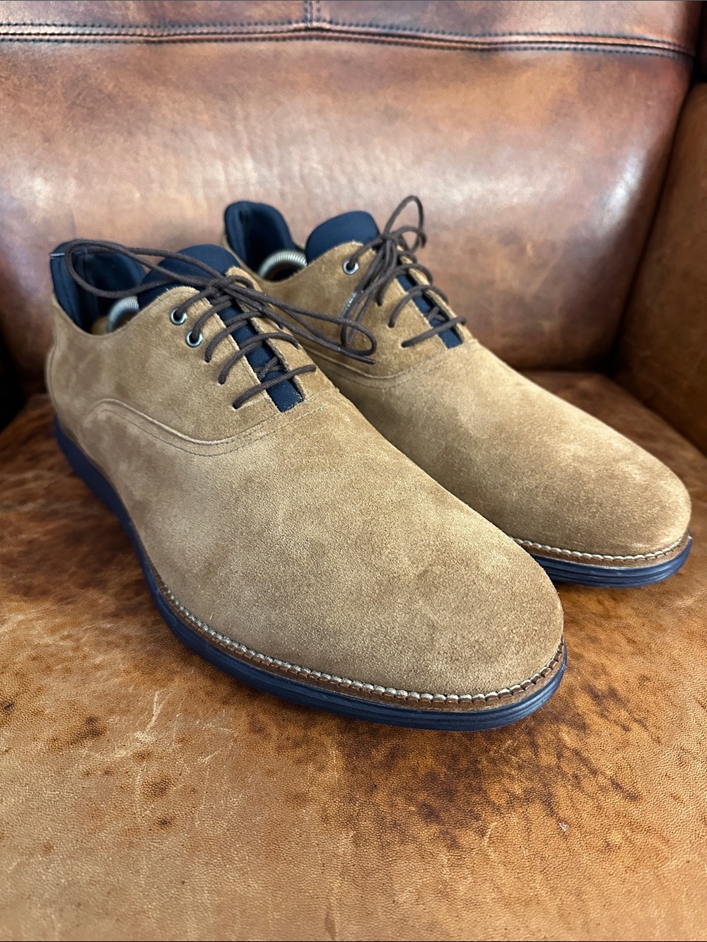 Martin Dingman Men’s 12 Countryaire Suede Plain Toe Tan Suede Derby Shoes